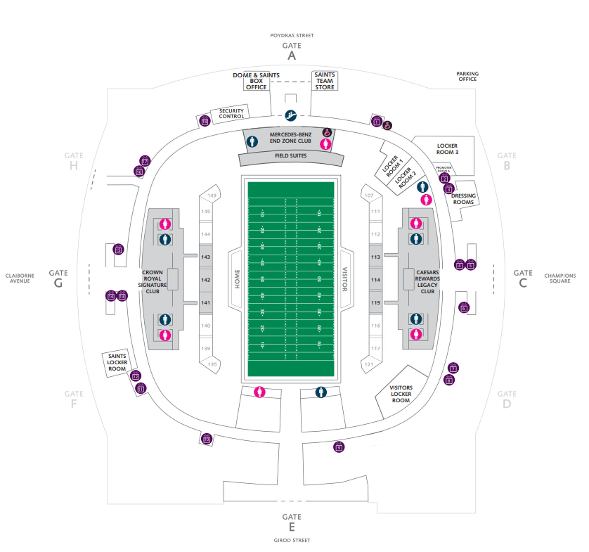 Caesars Superdome Seating Chart & Map