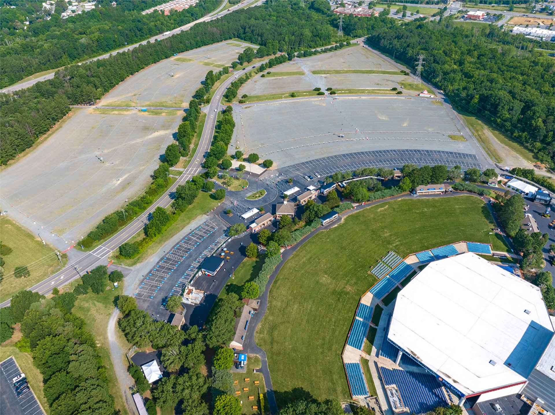 Parking Lot at PNC Music Pavilion Stadium in in Charlotte, NC The