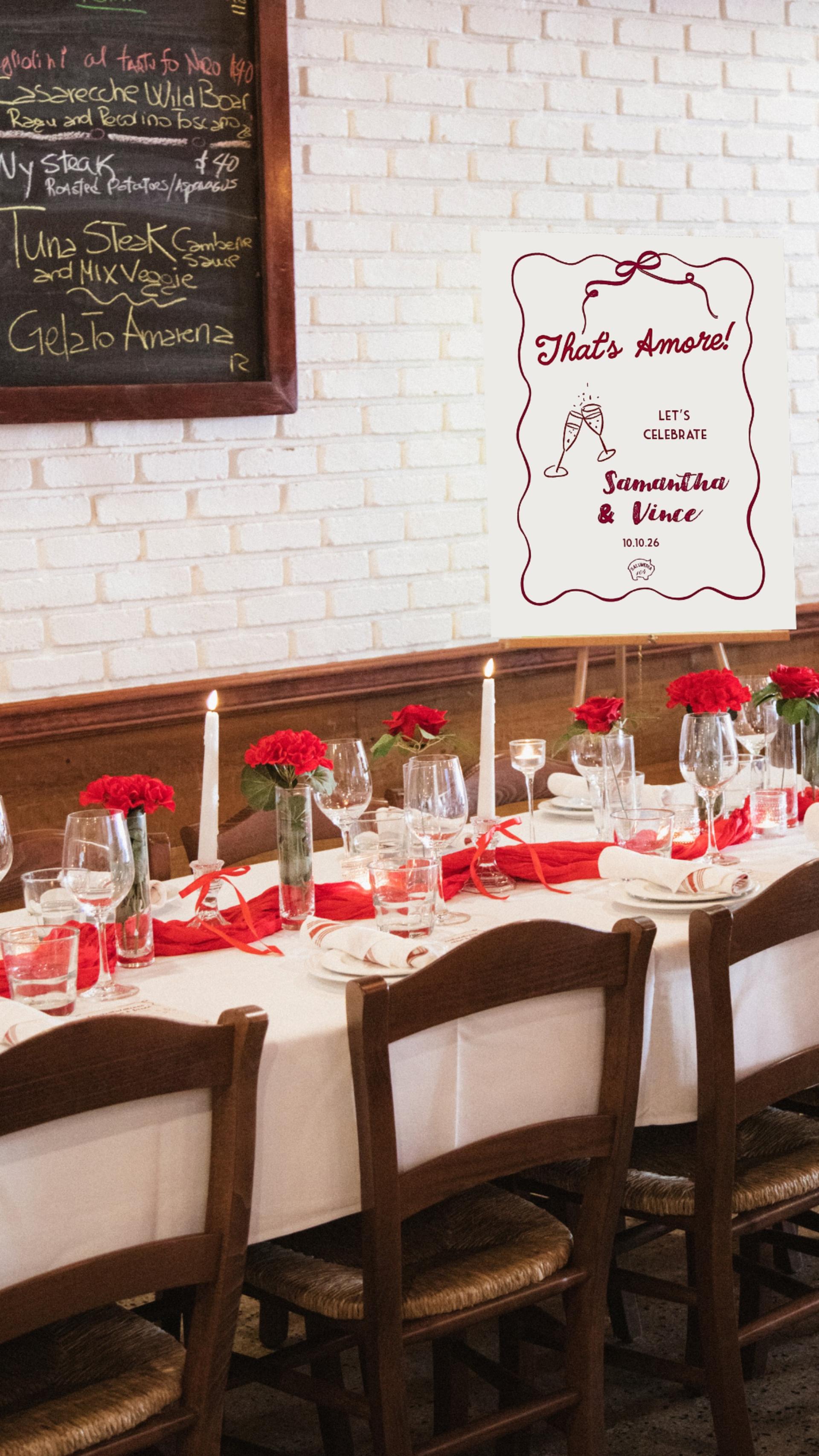 Rehearsal lunch wedding italian themed