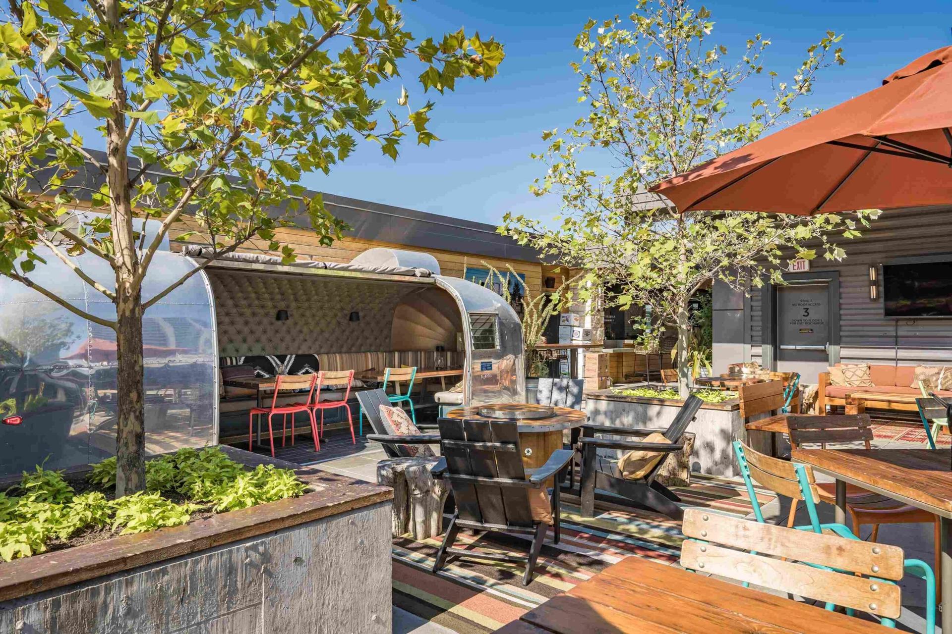 Rooftop Airstream Trailer, Fireplace & Airstream Terrace