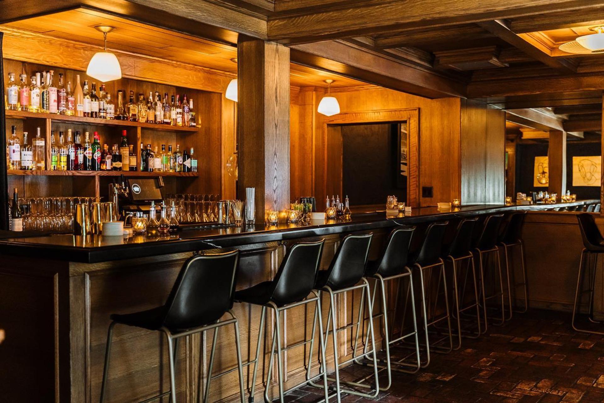 Oak and Marble Bar