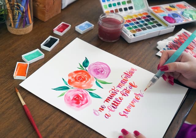 Watercolor Florals and Calligraphy