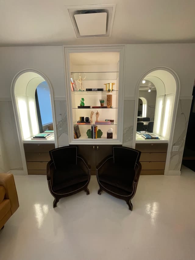 14 Green Room Chocolate Lounge Chairs & Display Shelf.jpg